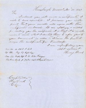 Revolutionary War Pension Request by Henry Weed - Connecticut - 1851 dated American Revolutionary War