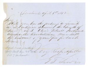 Revolutionary War Pension for Oliver Tolcott - Connecticut - 1852 dated American Revolutionary War