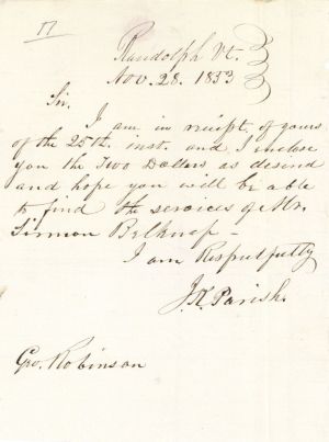 Revolutionary War Pension for Simeon Belknap - Connecticut - 1853 dated American Revolutionary War