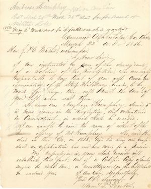 Revolutionary War Pension for Ambrose Humphrey - Connecticut - 1856 dated American Revolutionary War
