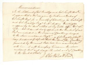 Memorandum signed by Oliver Wolcott, Jr. - Connecticut - 1772 dated American Revolutionary War