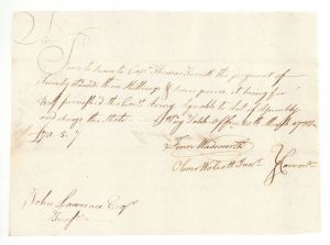 Invoice for flour signed by Oliver Wolcott, Jr. - Connecticut - 1782 dated American Revolutionary War
