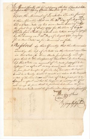 Pay Order for General Assembly signed by George Wyllys - 1782 dated Revolutionary War Period Autograph