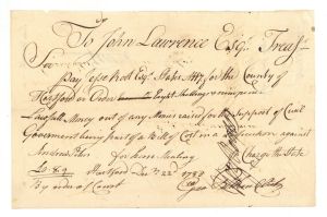 1785 dated Pay Order Issued to Jesse Root and Signed by Geo. Pitkin - Autograph - American Revolutionary War