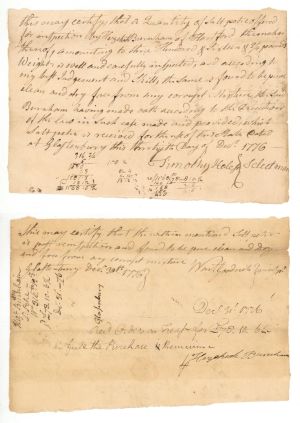 1776 dated Revolutionary War Document for Salt Petre