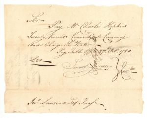 1780 dated Pay Order Signed by Sam Wyllys - Autograph - American Revolutionary War