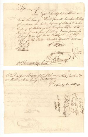 1777 dated Oliver Ellsworth, Jesse Root and William Pitkin signed Revolutionary War Pay Order - Connecticut - American Revolutionary War Autograph