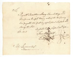 1782 or 1783 dated Pay Order signed by Hezekiah Rogers - American Revolutionary War Autograph