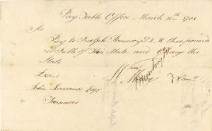 1781 dated Pay Order signed by General Jedediah Huntington - American Revolutionary War Autograph