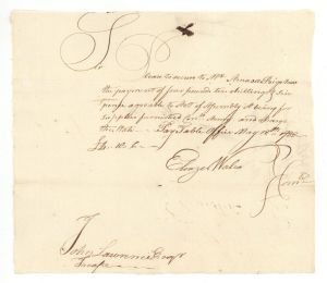 1782 dated Pay Order signed by Eleazer Wales and John Lawrence - American Revolutionary War Autograph