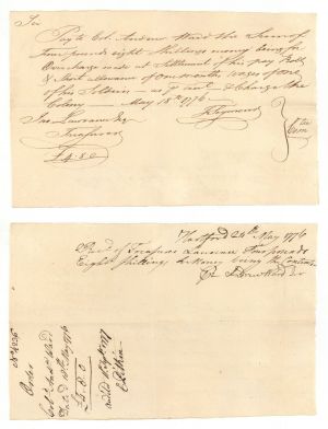 1776 dated Pay Order signed by John Lawrence and T. Seymour - American Revolutionary War Autograph