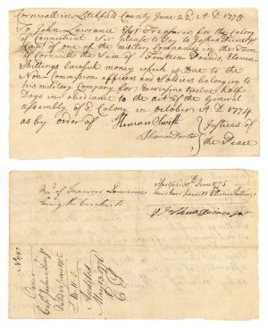 1775 dated Pay Order Issued to John Lawrence - American Revolutionary War Autograph