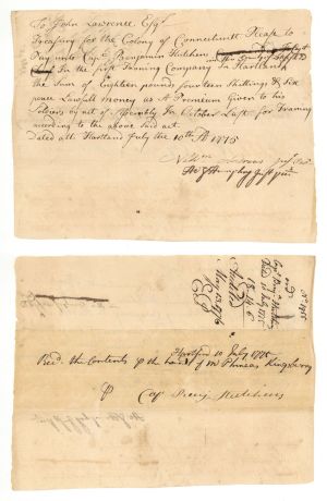 1775 dated Pay Order Issued to John Lawrence - American Revolutionary War Autograph