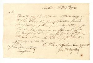 1777-1788 dated Pay Order Signed by John Lawrence - American Revolutionary War Autograph
