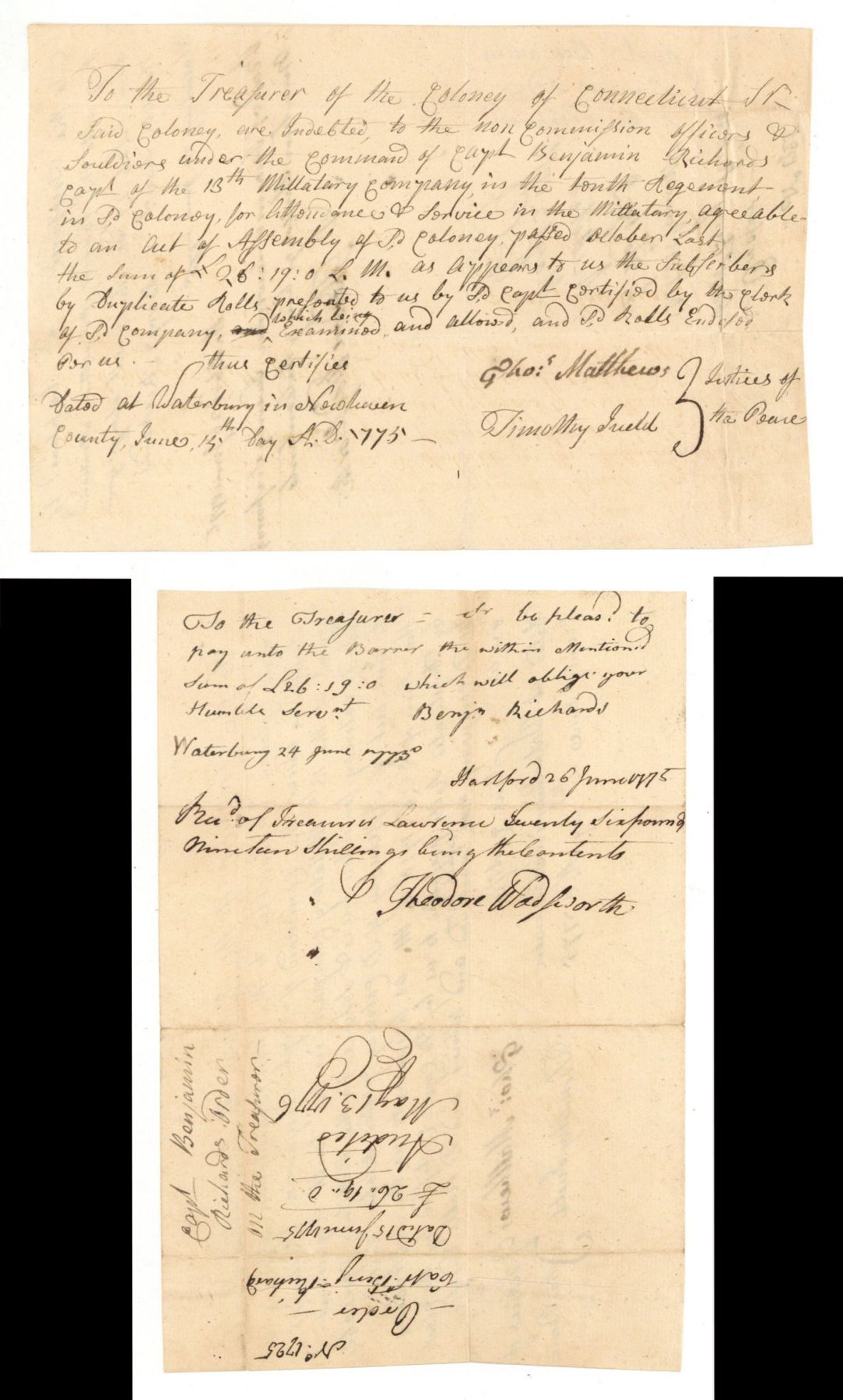 1775 dated American Revolutionary War Document