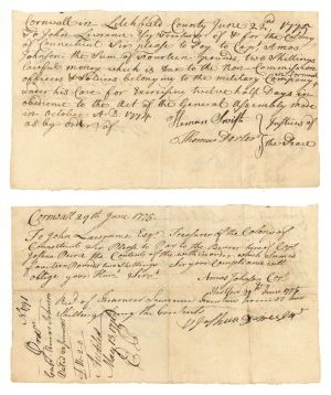 1775 dated Pay Order issued to John Lawrence - American Revolutionary War Document