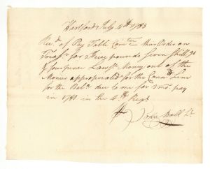 1783 dated Pay Table - American Revolutionary War Document