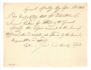 1803 dated Pay Order - American Revolutionary War Document