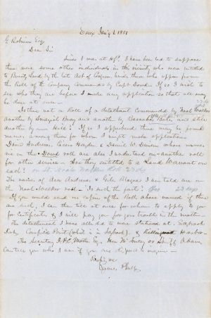 1851 dated Bounty Land Letter - American Revolutionary War Document