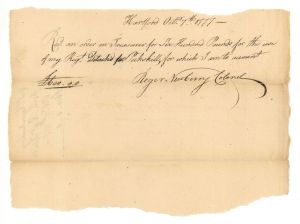 1777 dated Receipt - American Revolutionary War Document