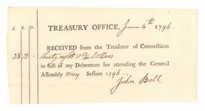 1790 dated Receipt Signed by John Bull - American Revolutionary War Document