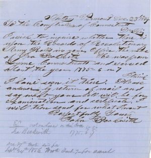 1854 or 1856? dated Soldier Verification Letter - American Revolutionary War Document