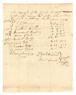 1780 dated Receipt - American Revolutionary War Document