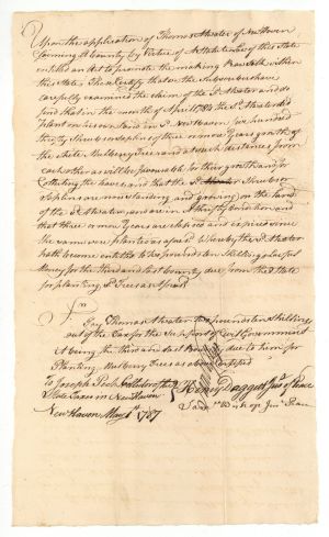 1787 dated Pay Order - American Revolutionary War Document
