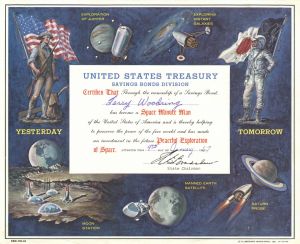 1960's dated Space Minute Man Savings Bond Promotional Certificate - U.S. Treasury
