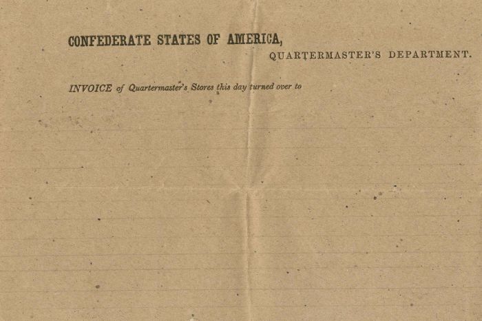 Confederate States of America - Quartermaster's Department Unissued Invoice