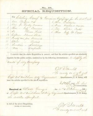 Civil War Special Requistion - 1864 dated Civil War Document