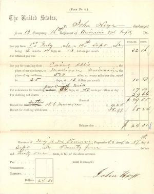 Civil War Discharge Paper - 1862 dated Civil War Document