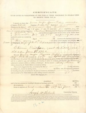 Civil War Discharge Certificate - 1862 dated Civil War Document