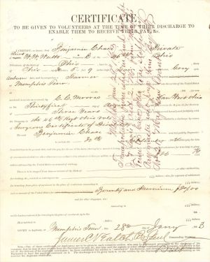 Civil War Discharge Certificate - 1863 dated Civil War Document