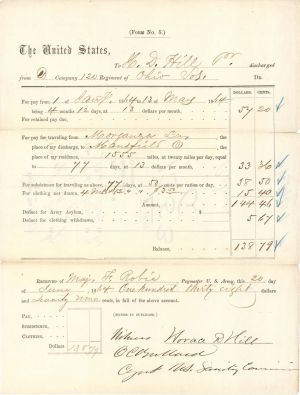 Civil War Discharge Paper - 1864 dated Civil War Document