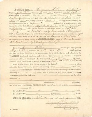 Civil War Discharge Paper - 1863 dated Civil War Document