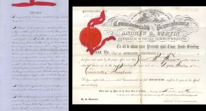 Commonwealth of Pennsylvania Act and Certificate - 1863 dated Civil War Document