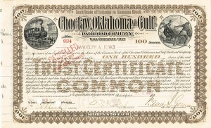 Choctaw, Oklahoma and Gulf Railroad - Stock Certificate