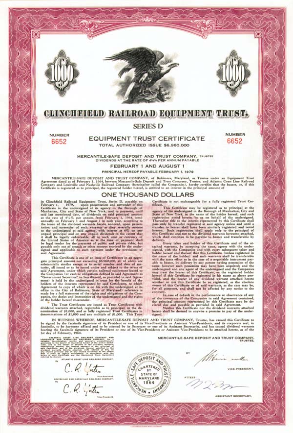 Clinchfield Railroad Equipment Trust - Bond