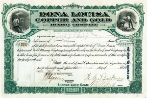 Dona Louisa Copper and Gold Mining Co. - Stock Certificate