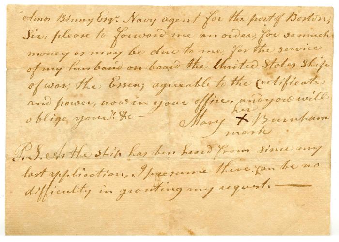 Early Letter Regarding U.S. Ship of War Essen - Boston, Massachusetts