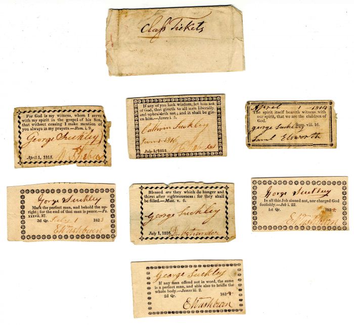 Class Tickets - dated 1815-16 - Mentioning God, Children and Peace - Ephemera