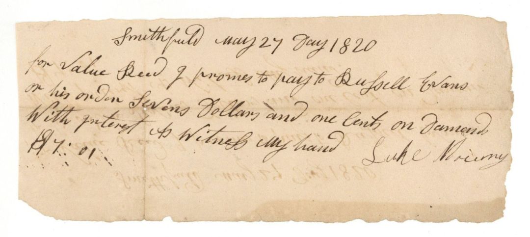 1820 dated Promissory Note - Early Document