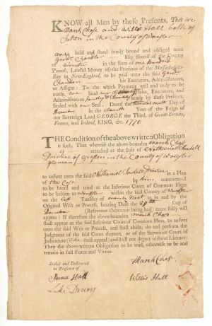 1770 dated Court Document - Early Stocks and Bonds