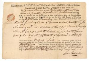 1770 dated Court Document - Early Massachusetts Document - Americana