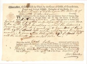 1771 dated Court Document - Early Massachusetts Document - Americana