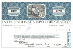 International Video Corporation - Stock Certificate