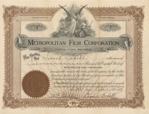 Metropolitan Film Corporation - Stock Certificate