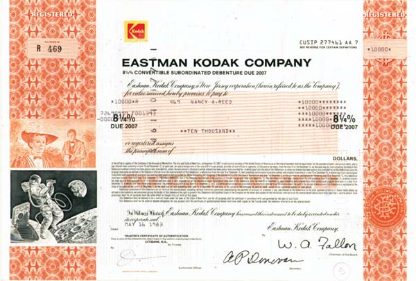 Eastman Kodak Co - Famous Photography Company Bond