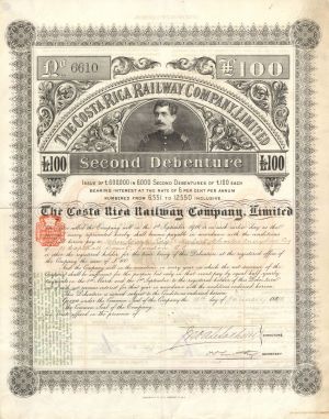 Costa Rica Railway Co., Limited - 1890 dated £100 Bond